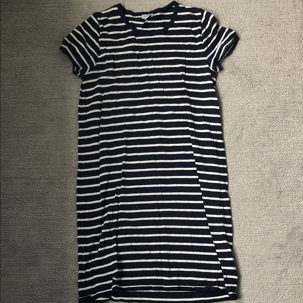 J. Crew Navy and White Striped Short-Sleeve T-Shirt Dress